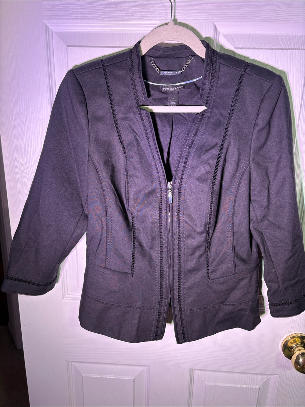 White House Black Market Black Zip-Up Structured Blazer